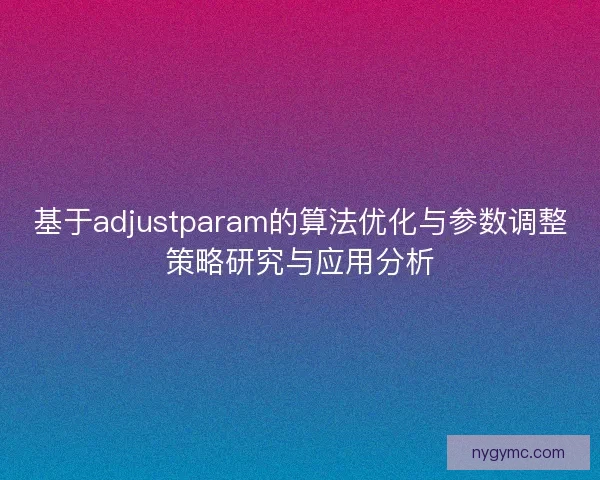 基于adjustparam的算法优化与参数调整策略研究与应用分析