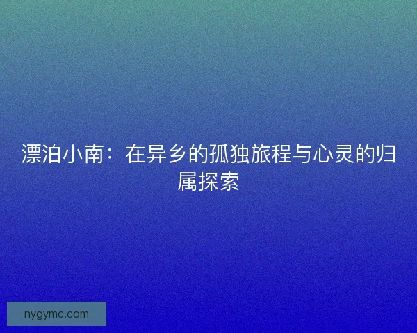 漂泊小南：在异乡的孤独旅程与心灵的归属探索