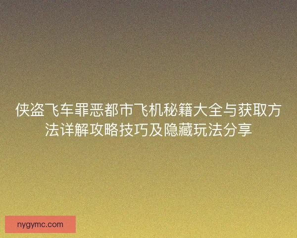侠盗飞车罪恶都市飞机秘籍大全与获取方法详解攻略技巧及隐藏玩法分享