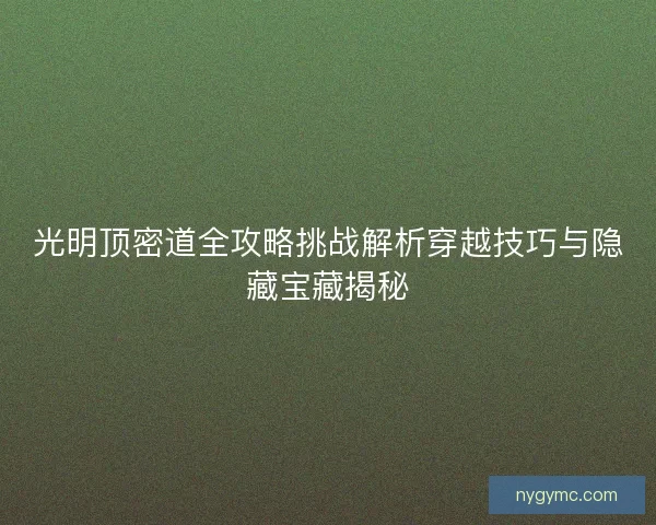 光明顶密道全攻略挑战解析穿越技巧与隐藏宝藏揭秘