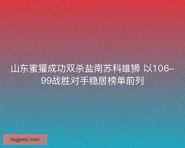 山东蜜獾成功双杀盐南苏科雄狮 以106-99战胜对手稳居榜单前列